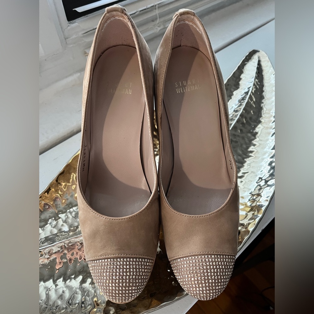 Stuart Weitzman Wedge Studswoon Nubuck And Gold C… - image 2